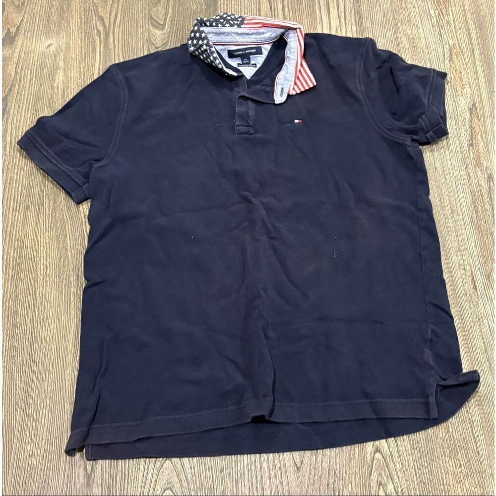 Tommy Hilfiger Mens Polo Shirt Short Sleeve Custom Fit Collared Black Size L